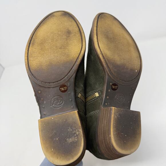 Lucky Brand Womens 7 Green Suede Leather LK Benniee Ankle Booties Block Heel - Picture 9 of 12